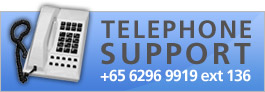 Telephone Support - +65 6296 9919 ext 36
